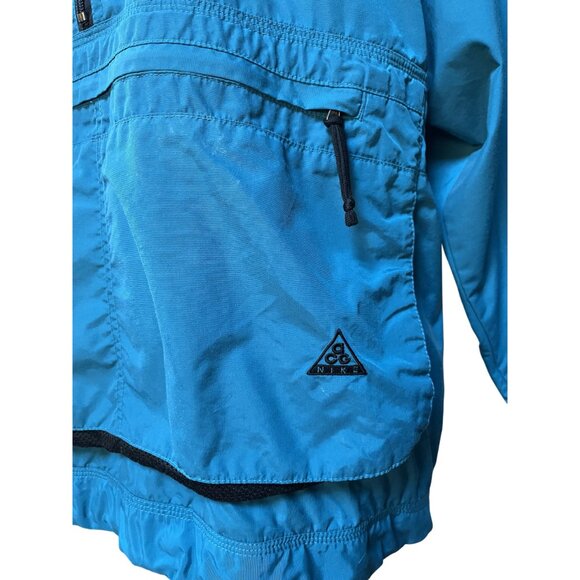 Nike ACG Blue Nylon Pullover Windbreaker Jacket With Hood & Pockets Size L 12-14 - Picture 4 of 8